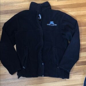 Retro Minnetonka Black Cross Country Fleece Jacket with Blue Logo